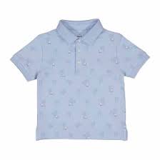 MAYORAL TODDLER BOY 1109 PALE BLUE JERSEY POLO SHORTS CAMPERVAN PRINTED DETAIL