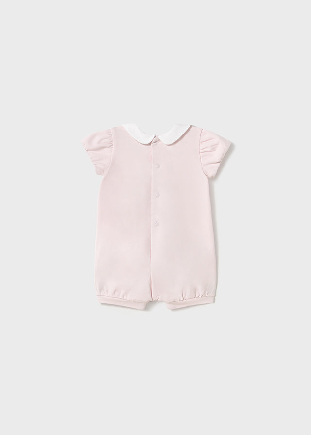 MAYORAL BABY GIRLS 1752 BLOCK PINK ALL IN ONE SHORTIE BOW DETAIL