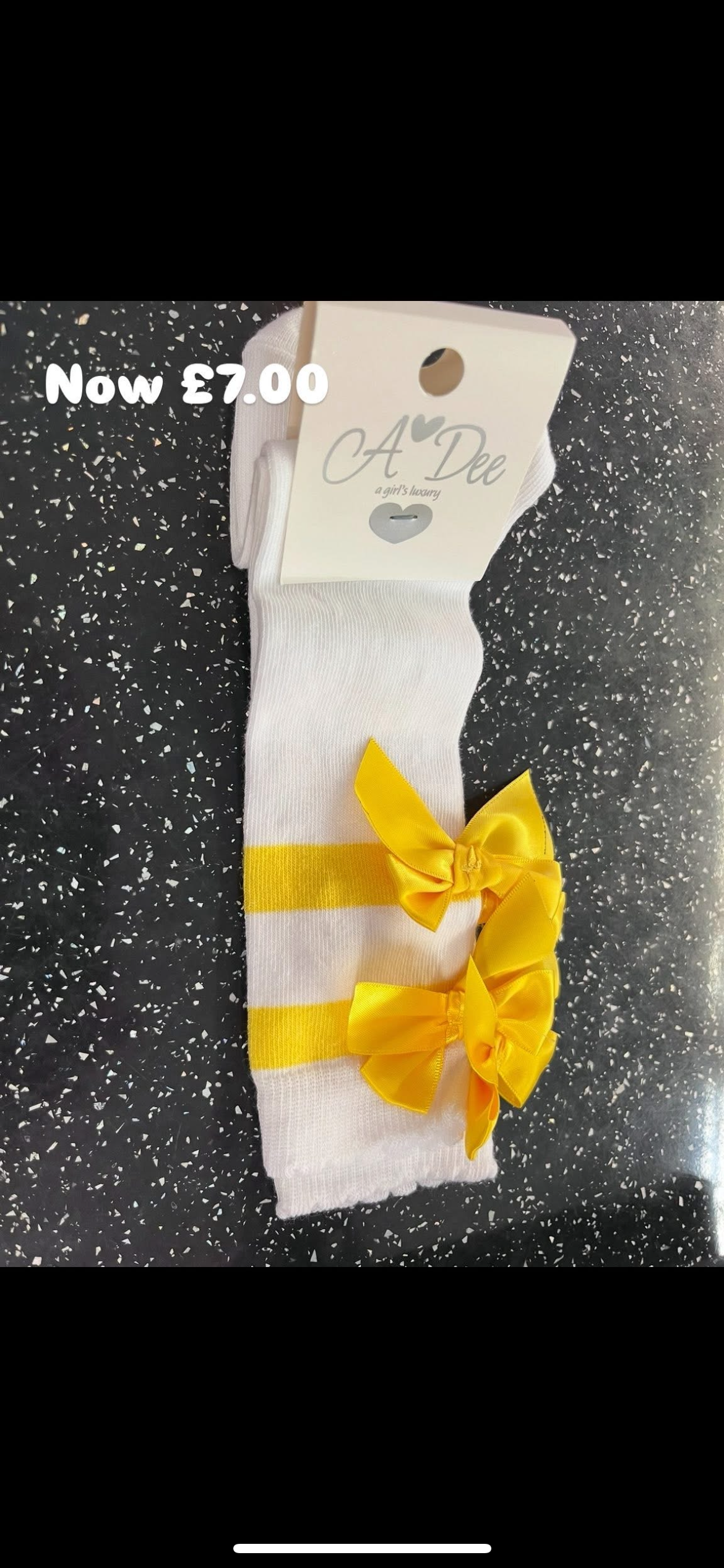 ADEE GIRLS DAWN LONG SOCKS RIBBON DETAIL YELLOW/WHITE