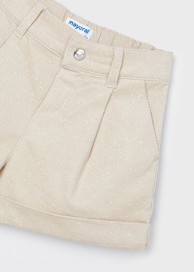 MAYORAL GIRLS 4219 CREAM FINE CORD SHORTS GOLD FLECK ADJUSTABLE WAIST 6,7,&8YRS ONLY SALE