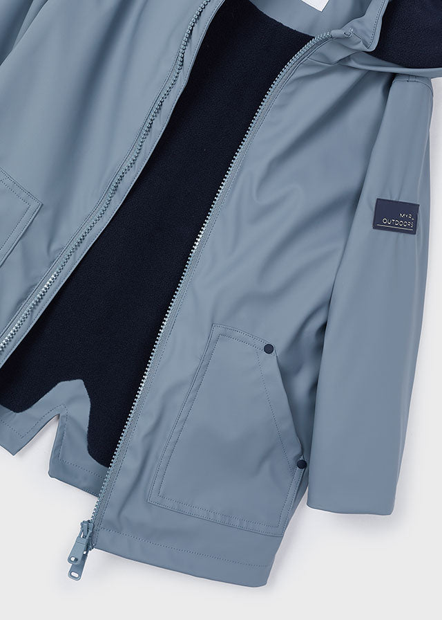MAYORAL BOYS RUBBERISED FLEECE LINED HOODED MAC AIRFORCE BLUE 9YRS ONLY SALE