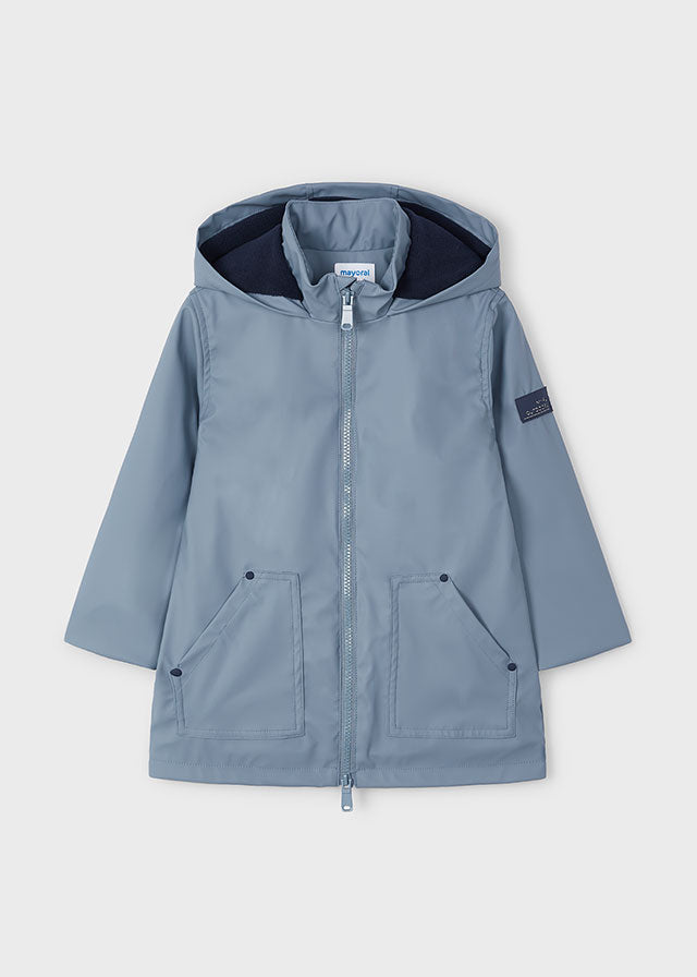 MAYORAL BOYS RUBBERISED FLEECE LINED HOODED MAC AIRFORCE BLUE 9YRS ONLY SALE