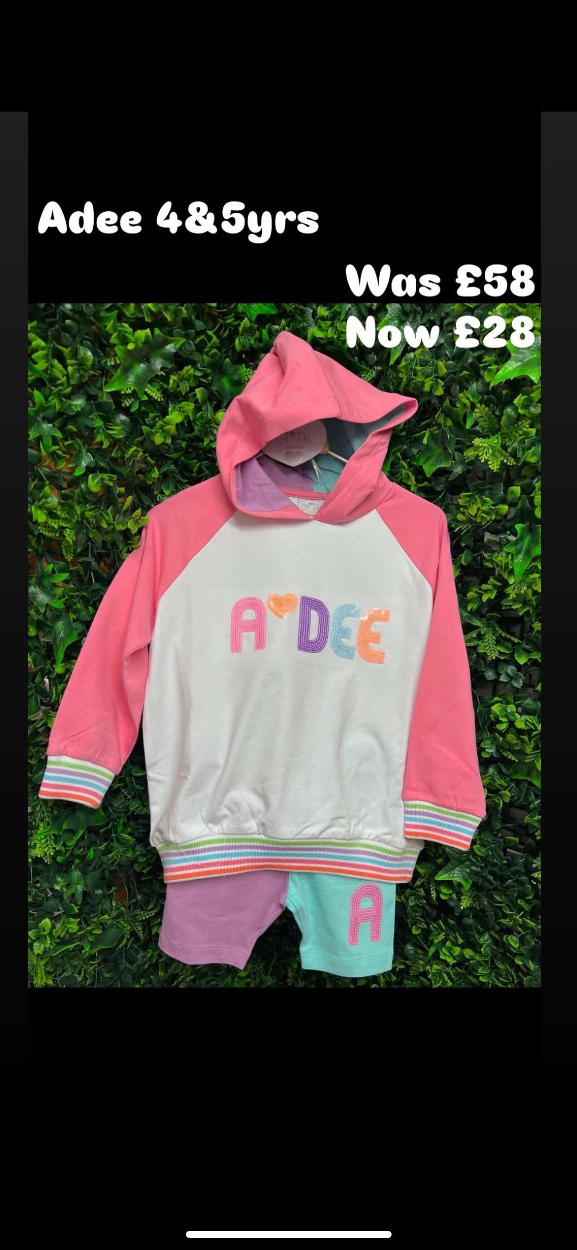 ADEE GIRLS ELOISE MULTI COL BLOCK HOODY AND CYCLE SHORT SET 4yrs
