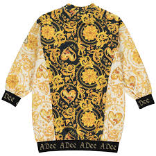 ADEE GIRLS DRESS BLAIR BLACK/CREAM/GOLD SWEAT DRESS  5YRS   SALE