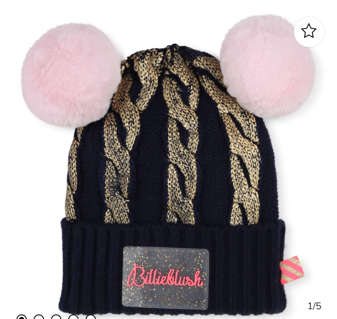 Billieblush navy with pink Pom Pom’s  hat 2-5yrs