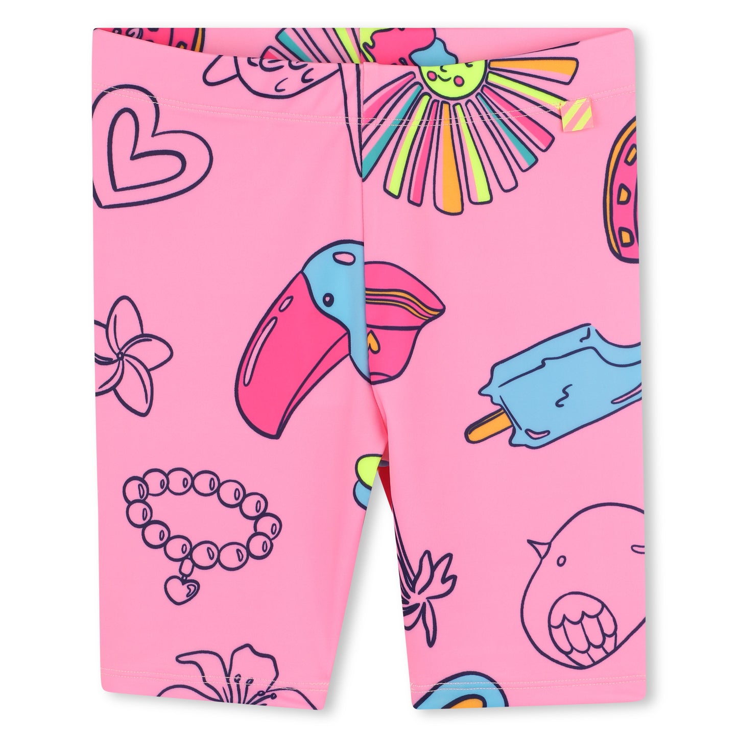 BILLIEBLUSH GIRLS U20903 PINK LYCRA CYCLE SHORTS MULTI COL PRINTED DETAIL 12years only