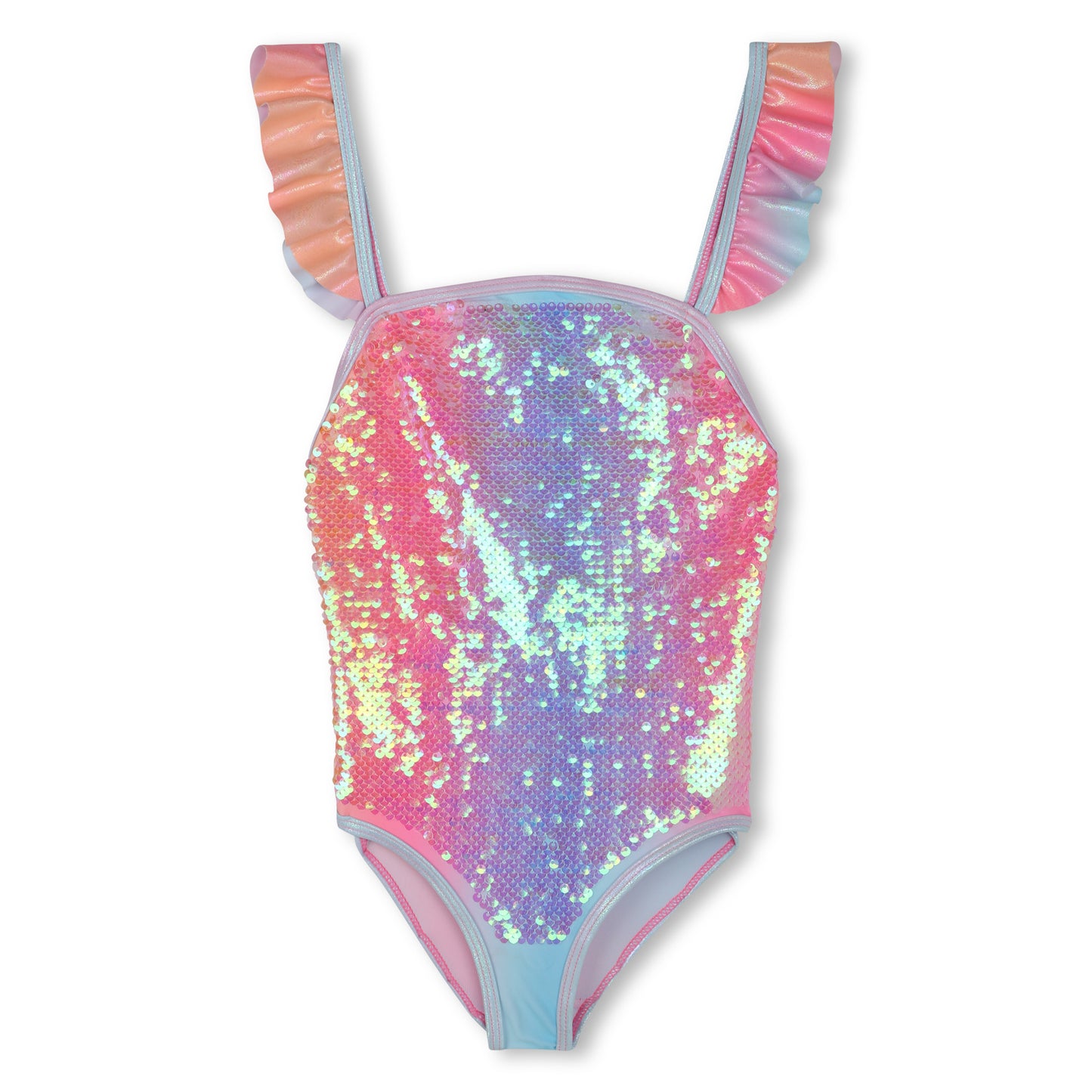 BILLIEBLUSH GIRLS MERMAID SWIMSUIT ON PIECE SEQUIN ON FRONT ADJUSTABLE STRAPS