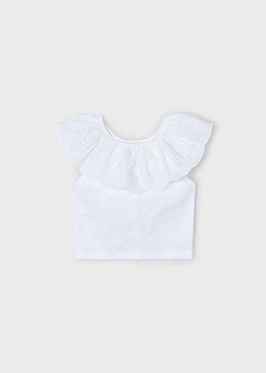 MAYORAL GIRLS 3012 WHITE COTTON SUN TOP EMBROID ANGLAIS 6yrs