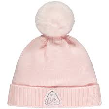 ADEE GIRLS PALE PINK KNIT HAT ASHLEY   REMOVABLE POM POM JEWEL DETAIL MEDIUM 4-8 YRS  SALE