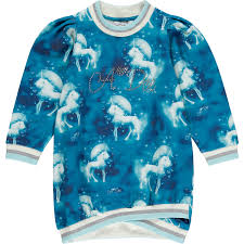 ADEE GIRLS DRESS DOROTHY TEAL UNICORN PRINTED SWEAT DRESS  10YRS ONLY  SALE