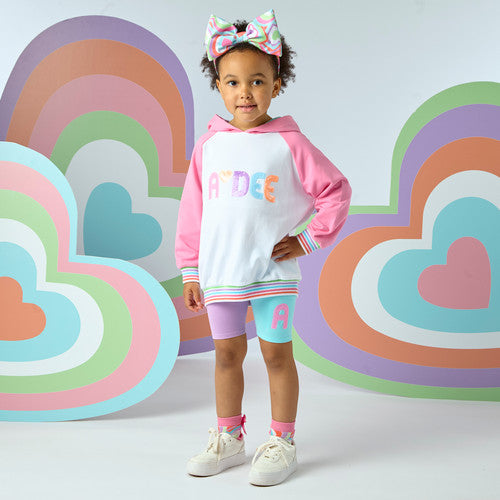 ADEE GIRLS ELOISE MULTI COL BLOCK HOODY AND CYCLE SHORT SET 4&5yrs