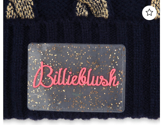 Billieblush navy with pink Pom Pom’s  hat 2-5yrs