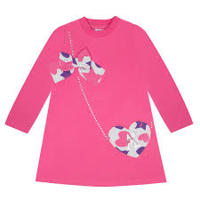 ADEE GIRLS DRESS TEGAN PINK SWEATSHIRT DRESS WITH POCKET AND JEWEL DETAIL 6YRS ONLY   SALE