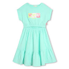 BILLIEBLUSH GIRLS COTTON DRESS U20188 TURQUOISE SEQUIN DETAIL CUT OUT DETAIL 5 & 6YRS  SALE