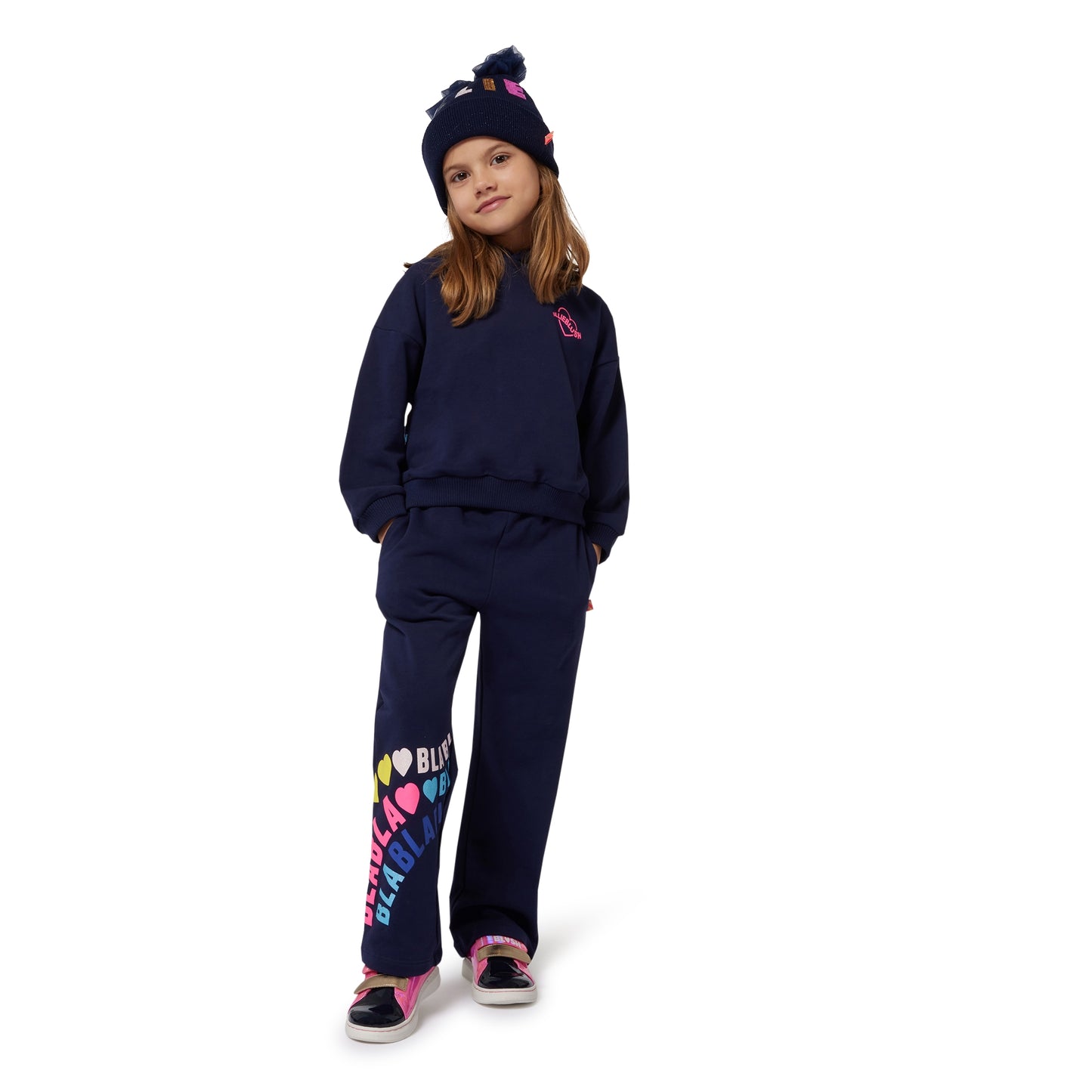 BILLIEBLUSH GIRLS NAVY JOGGER BOTTOMS U20442 SPARKLE  BRANDIND ON FLARED LEG 6YRS ONLY   SALE