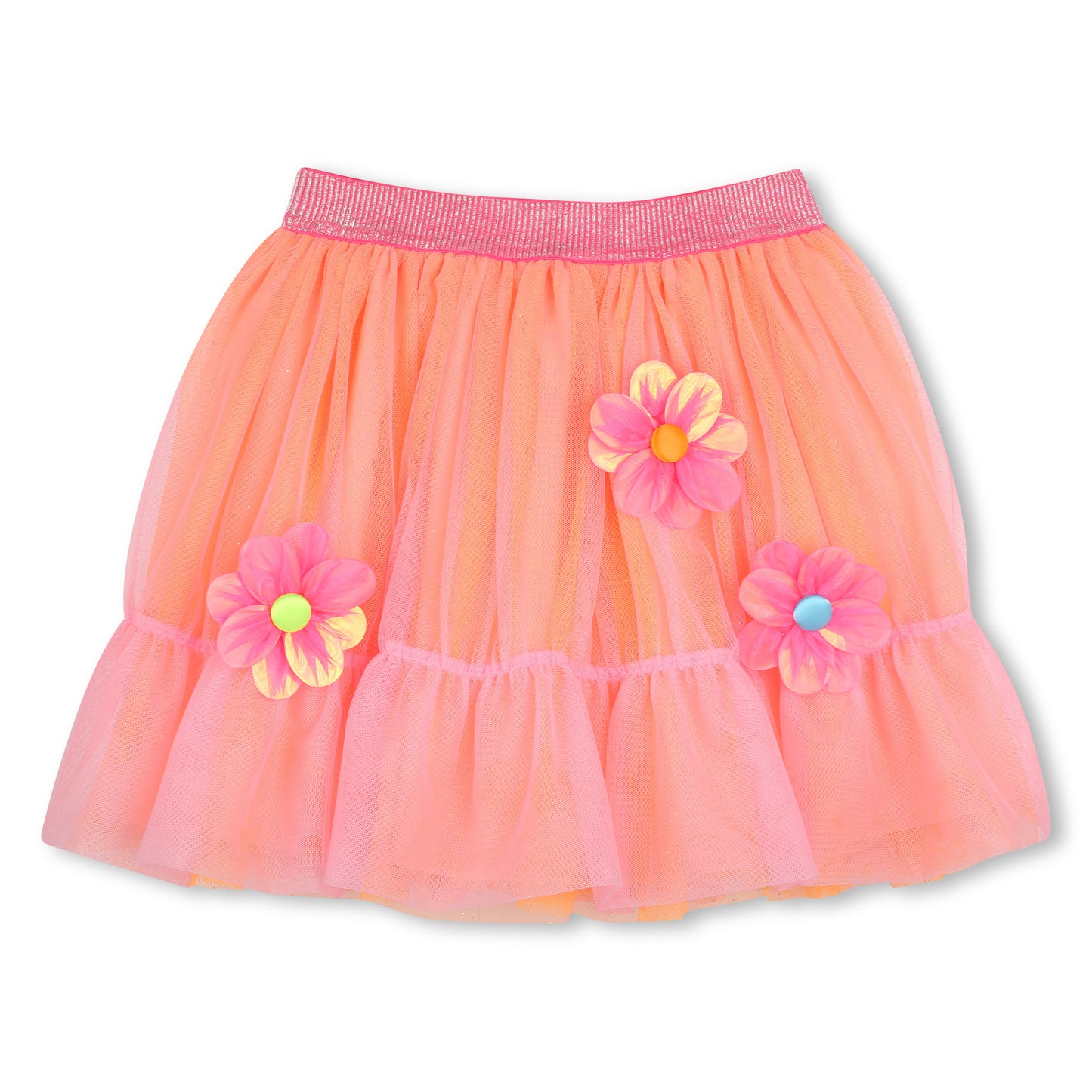 BILLIEBLUSH GIRL U20862  PINK/ORANGE TULLE PARTY SKIRT FLOWER DETAIL