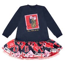 ADEE GIRLS DRESS RUTH NAVY/FLECK JERSEY DRESS SILKY PATTERN SKIRT EFFECT 5 &7YRS  SALE