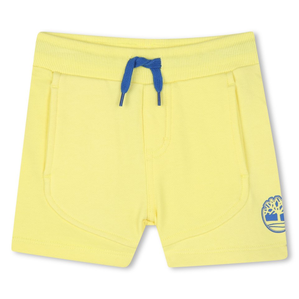 TIMBERLAND TODDLER BOYS T60493 YELLOW  FLEECE SWEAT SOFT SHORTS  BRIGHT BLUE TRIM