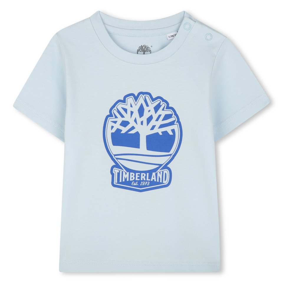 TIMBERLAND TODDLER BOYS  T60506 PALE BLUE TEE BRIGHT BLUE PRINTED LOGO